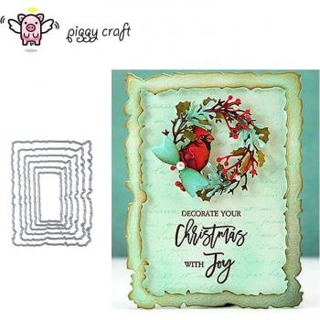 Piggy 6pcs Rectangle Frame Stencil for Embossing