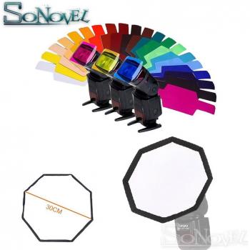 Octagonal Flash Diffuser 12-Inch with 20 Color Gels for Canon Nikon Godox YongNuo