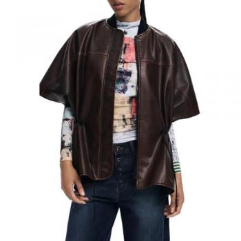 Poncho marrón efecto piel