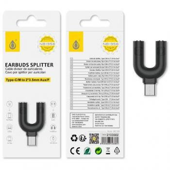 Conector Type-C a 2 Salidas Jack 3.5mm