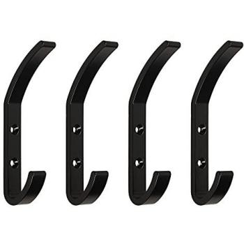 Emuca lote de 4 colgadores de pared Nelson, aluminio, pintado negro