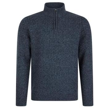 Tokyo Laundry Mens Quarter Zip Basket Stitch Pullover in Dark Blue, Small