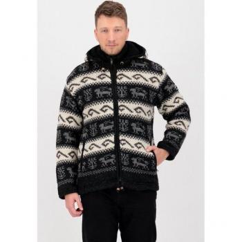 Strickfleecejacke DEPROC ACTIVE “LHOTSE MEN” – Herren, grau, mit Kapuze, Futter aus weichem Fleece