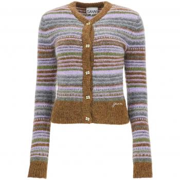 Cardigan Ganni multicolore a righe, misura M