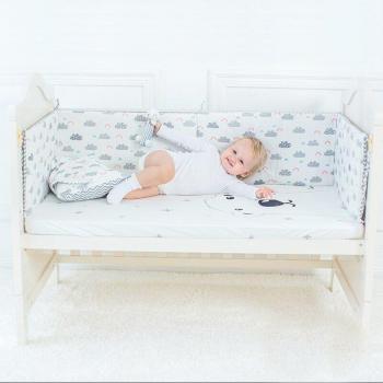 Happyflute Infant Bed Bumper 100% Cotton Detachable Crib Protector 120x30x2.5cm