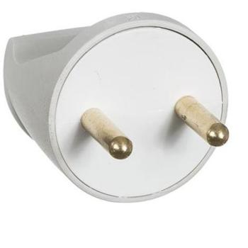 Hellgrauer LK Stecker ohne Erde, Typ 85, 16A