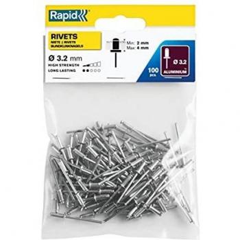 Rapid Standard Aluminium Rivets 3.2mm 8mm Pack of 100