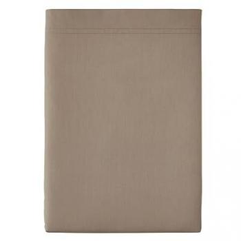 Essix Drap plat uni en percale de coton, PREMIÈRE Marron 240 x 300 cm