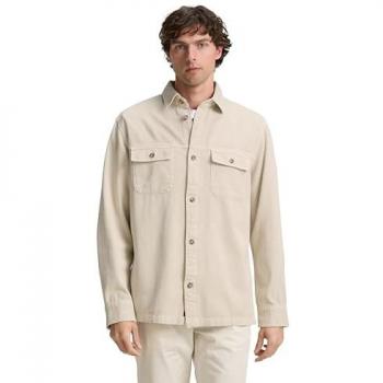 TOM TAILOR Herren Overshirt mit Twill-Print, braun, Größe XXL
