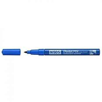 Pentel N50S Permanent Marker Fine Bullet Tip 0.5-1mm Line Blue Pack 12