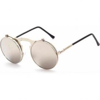 Gafas de Sol Retro Steampunk Ronde Lentille