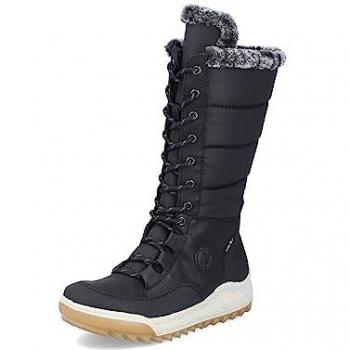 Rieker Damen Winterstiefel Y4760-00 mit Fellimitat-Besatz, wasserabweisend, schwarz