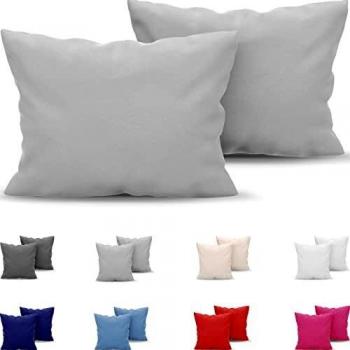 Taie d'Oreiller 40x80 cm Lot de 2 Microfibre Gris Etain