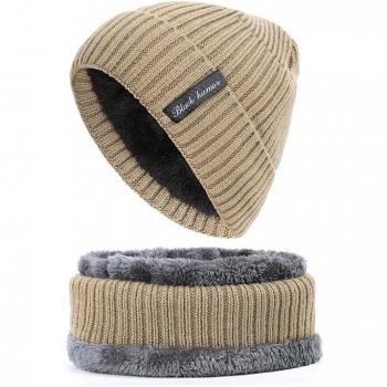 Casual Cotton Knit Hat and Scarf Set for Winter