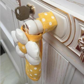 Housse de porte en coton, motifs floraux et pois