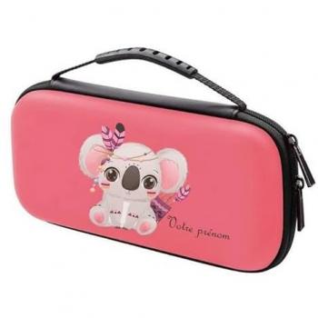 Étui pochette Switch Lite couleur corail, verre Koala Boho et plume