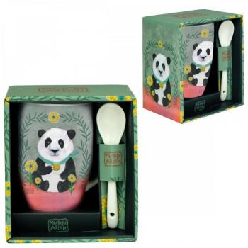 Taza de Cerámica Panda con Cuchara