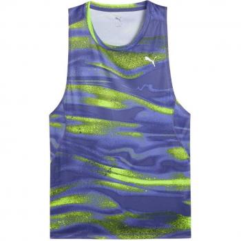 Camisa deportiva Puma Run Velocity sin mangas para hombre M, tonos azul marino y verde