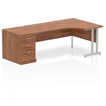 1800mm Right Crescent Office Desk with High Pedestal