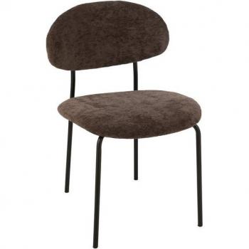 Metall‑Essstühle 2‑er‑Set – J‑Line von Jolipa, schwarz, brauner Fluff-Stoff