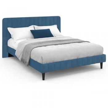 Tête de Lit Annoncée Bleu Velours 140×190