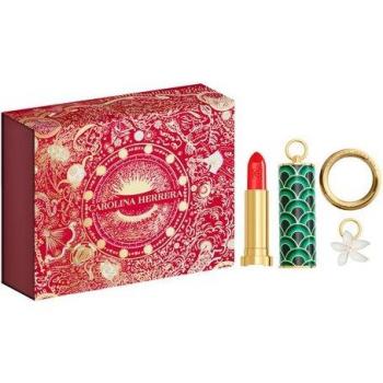 Carolina Herrera Red 310 “Jasmine” Lipstick with Green Waves Cap – 3‑Piece Set