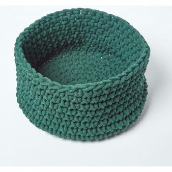 Forest Green Cotton Knitted Round Storage Basket