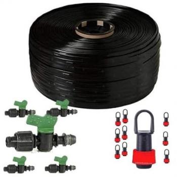 Cinta de Riego por Goteo Suinga 250m 16mm con Goteros Cada 30cm + 5 Llaves de Conexión y 10 Tapones