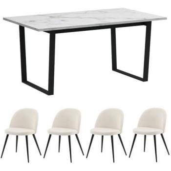 Ebuy24 Tischgruppe mit Marmormuster