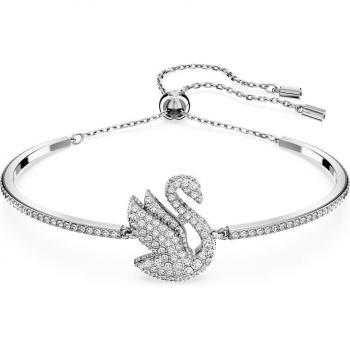 Cigno Rigido Bracciale Swarovski Placcato Rodio