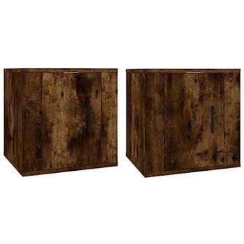 ChêneVision 26 – Étagère téléviseur murale en chêne fumé – 2 pièces – 40 × 34,5 × 40 cm