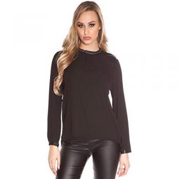 Koucla Damenhemd „Leather‑Look“ – Langarm, S/XL, Business‑Blouse