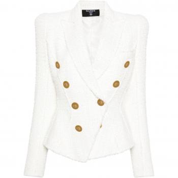 Balmain Women's Tweed Blazer in White | Size S