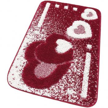 Tapis de Douche Lavable Coeurs Rouges 50x80 cm