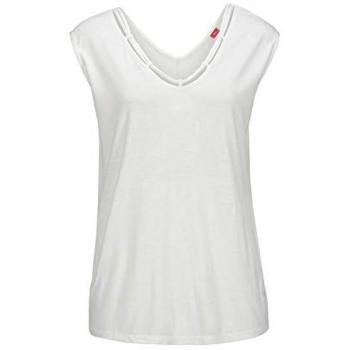 S.Oliver T-Shirt mit Zierbändern am Ausschnitt, Kurzarmshirt, sommerlich