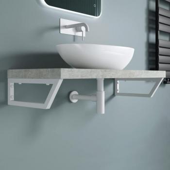 Regolatore Trapezio per Lavabo 430x150 mm, Acciaio Inox Bianco – Set di 2 Staffe WH04