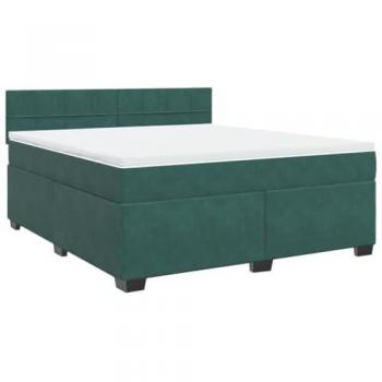 Vidaxl cama box spring con colchón terciopelo verde oscuro 180x200 cm