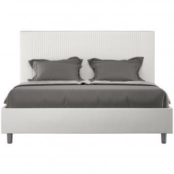 Cama tapizada en piel sintética blanca 140x190 Goya sin somier