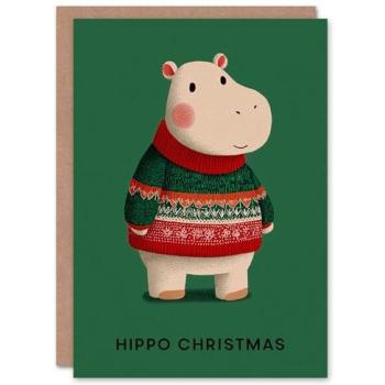 Cute Hippo Christmas Cheer Card