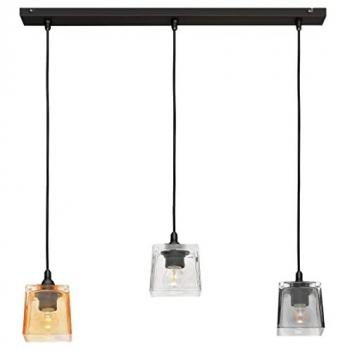 Santos Straight Bar Pendant Ceiling Light Black Transparent Amber Smokey 60cm