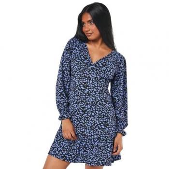 Petite Ruffle Hem Mini Dress – Blue, UK 12