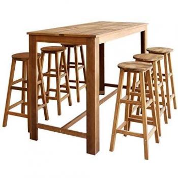 Stylish Solid Acacia Wood Bar Dining Set