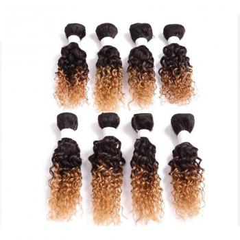 Jerry Curl Ombre Synthetic Hair Weave Extensions 8-14 inches