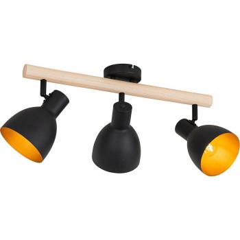 Flint Wood‑Trim 3‑Spot Lamp – Rustic Black Edition