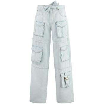 PINKO Wide Jeans Female Blue Size W25 Multi Pocket Pants