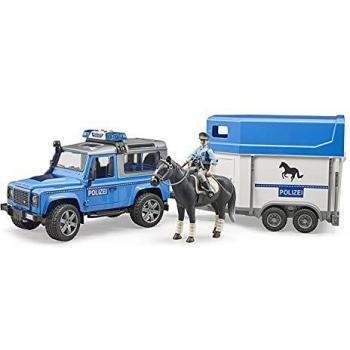 Land Rover Defender Polizia Con Rimorchio, Cavallo E Poliziotto