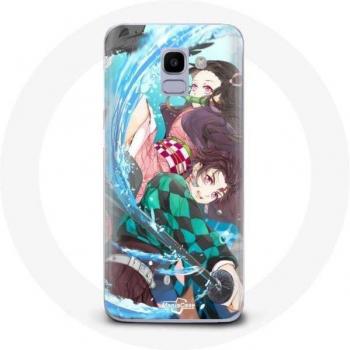 Cubierta para Samsung Galaxy J6 2018 Tanjiro y Nezuko Demon Slayer Kimetsu no Yaiba Anime
