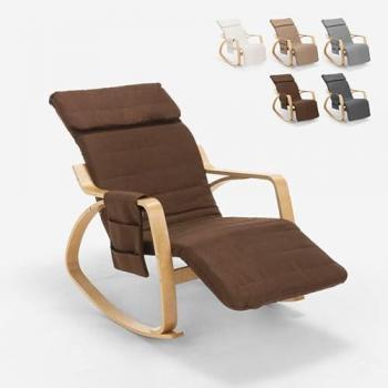 Silla mecedora Odense de madera diseño escandinavo con reposapiés ajustable