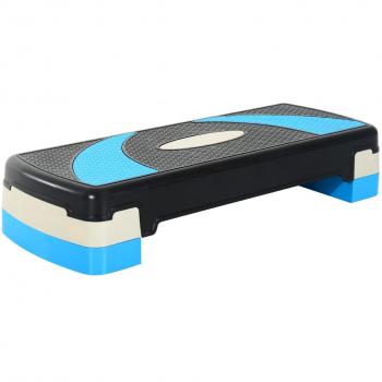HOMCOM Stepper Noir Bleu – Hauteur Variable, Surface Anti‑Glissade