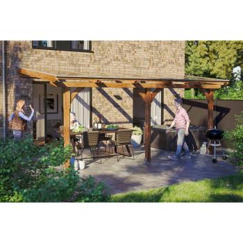 Terrassendach Rimini aus Douglasie, 541 x 350 cm, mit Doppelstegplatten